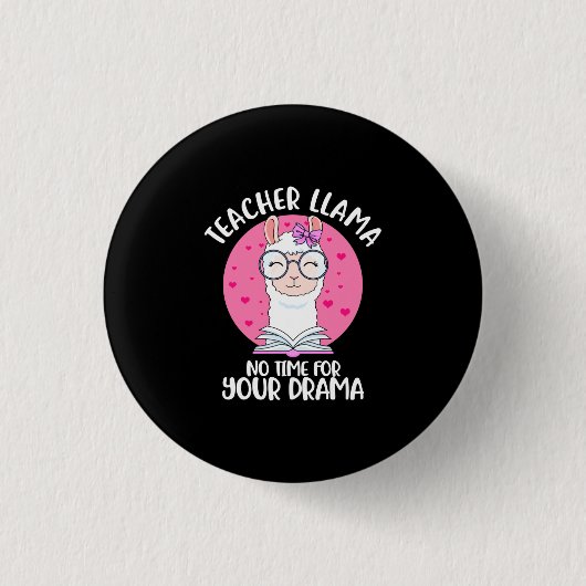 Teacher Llama Ronde Button 3,2 Cm (Voorkant)