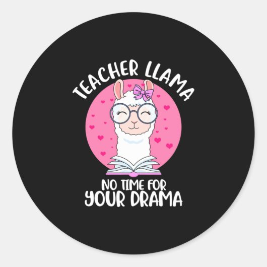 Teacher Llama Ronde Sticker (Voorkant)