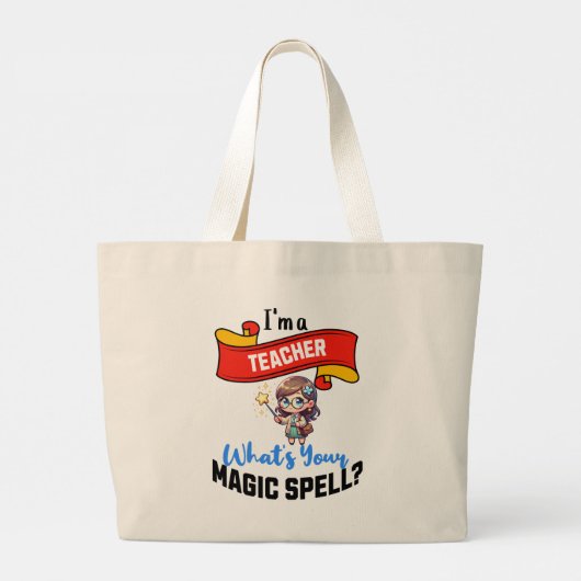 Teacher Magic Spell – Leuk cadeau idee Grote Tote Bag (Achterkant)