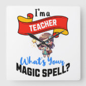 Teacher Magic Spell – Leuk cadeau idee Vierkante Klok (Voorkant)