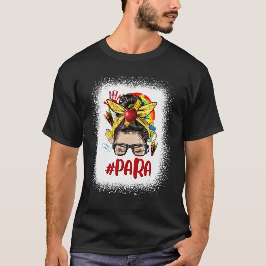 Teacher Messy Bun Para Glasses  Back To School Rai T-shirt (Voorkant)