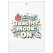 Teacher Mode: ON – Cute Funny Teacher Back to Scho Klembord (Achterkant)