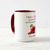 Teacher Mug Gift – Thank You Message Mok (Voorkant links)