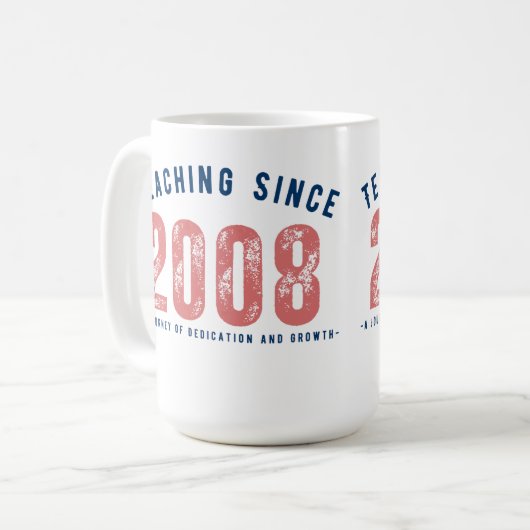 Teacher mug | Teaching since 2008 Koffiemok (Voorkant links)