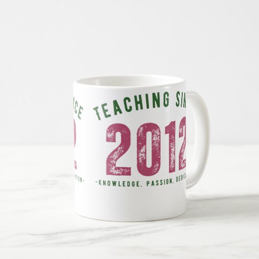 Teacher mug | Teaching Since 2012 Koffiemok (Voorkant rechts)