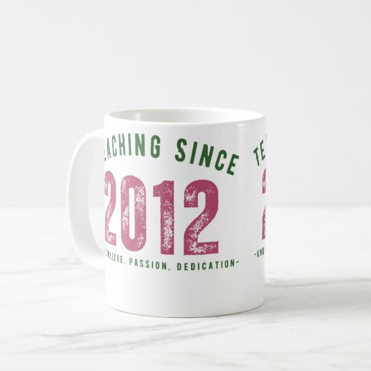 Teacher mug | Teaching Since 2012 Koffiemok (Voorkant links)