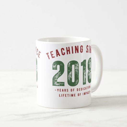 Teacher Mug | Teaching Since 2018 Koffiemok (Voorkant rechts)
