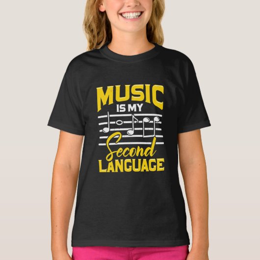Teacher Music Is My Second Language T-shirt (Voorkant)