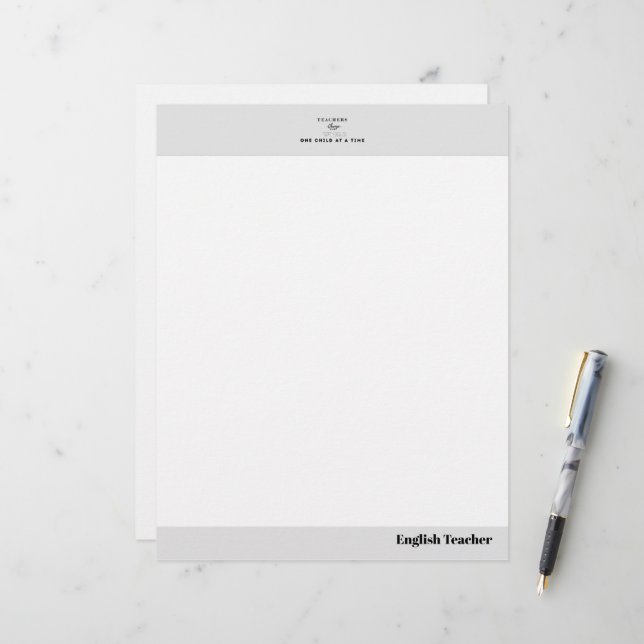 Teacher name elegant quote modern white frame briefhoofd (Voorkant / Achterkant in situ)