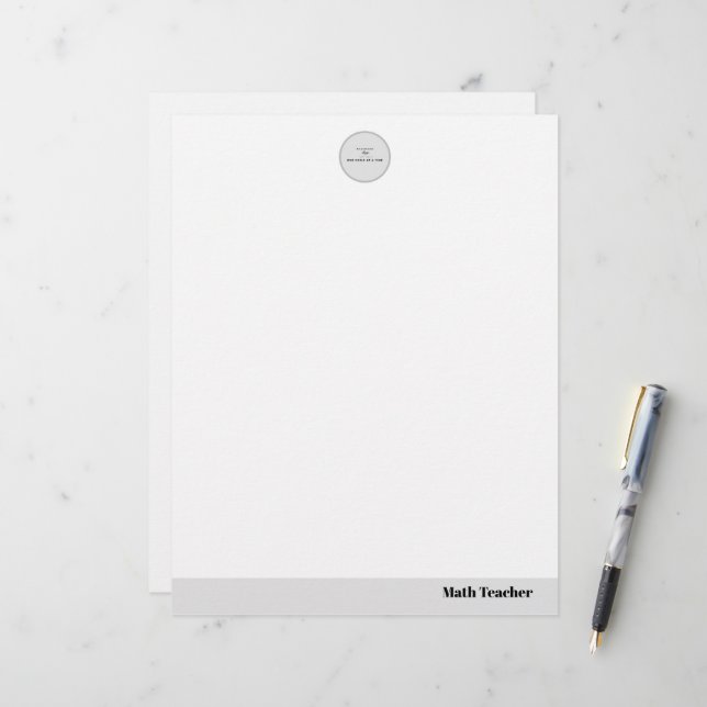 Teacher name elegant quote modern white frame briefhoofd (Voorkant / Achterkant in situ)