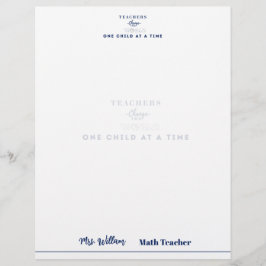 Teacher name elegant quote modern white frame briefhoofd