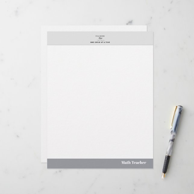 Teacher name elegant quote modern white frame briefhoofd (Voorkant / Achterkant in situ)