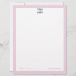 Teacher name elegant quote modern white frame lett briefhoofd