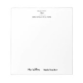 Teacher name elegant quote modern white frame notitieblok (Voorkant)
