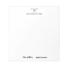 Teacher name elegant quote modern white frame notitieblok