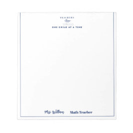 Teacher name elegant quote modern white frame notitieblok