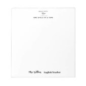 Teacher name elegant quote modern white frame notitieblok (Voorkant)