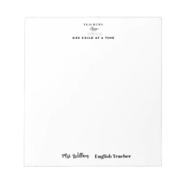 Teacher name elegant quote modern white frame notitieblok
