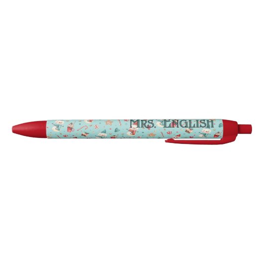 Teacher Name || Holiday Cookies and Candy Pattern Blauwe Inkt Pen (Bodem)