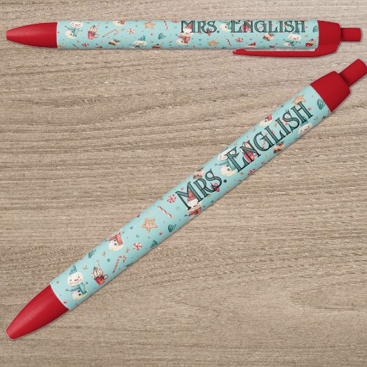 Teacher Name || Holiday Cookies and Candy Pattern Blauwe Inkt Pen