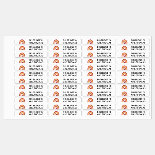 Teacher Name Labels – Personalized Rainbow Design (Vel)