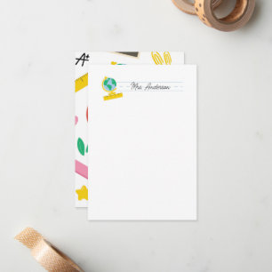 Teacher Note Cards Stationery Schattige Wereldbol Notitiekaartje