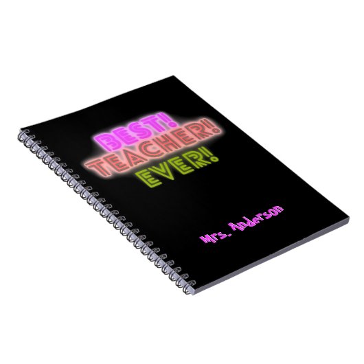 Teacher Notebook with Neon Writing / Neon Script Notitieboek (Rechterzijde)