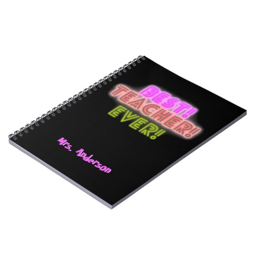 Teacher Notebook with Neon Writing / Neon Script Notitieboek (Linkerzijde)