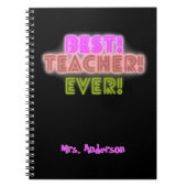 Teacher Notebook with Neon Writing / Neon Script Notitieboek (Voorkant)