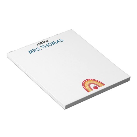 Teacher Notepad – A Note from Rainbow Design Notitieblok (Schuin)