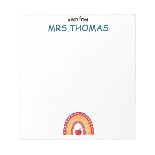 Teacher Notepad – A Note from Rainbow Design Notitieblok (Voorkant)