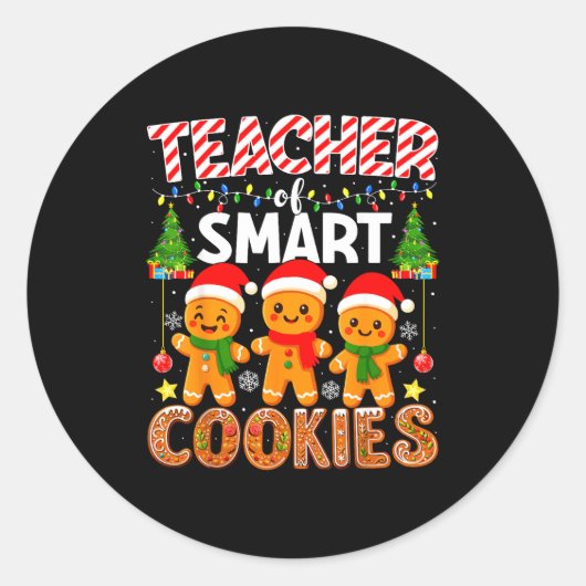 Teacher Of Smart Cookies Funny Gingerbread Teacher Ronde Sticker (Voorkant)