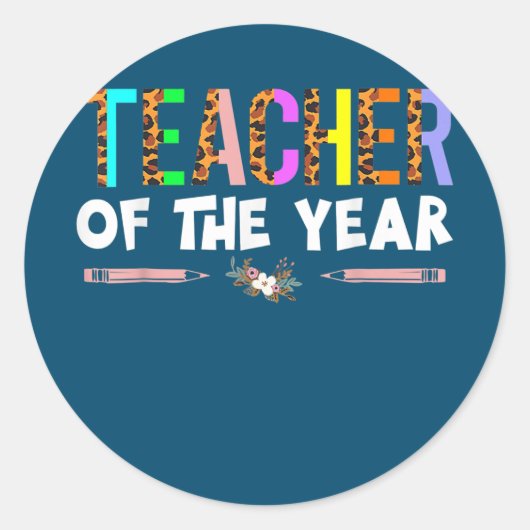 Teacher Of The Year Party Gift Teacher Ronde Sticker (Voorkant)