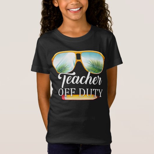 Teacher Off Duty Sunglasses Beach Sunset T-shirt (Voorkant)