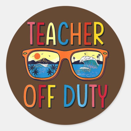 Teacher Off Duty Sunglasses Palm Tree Beach Ronde Sticker (Voorkant)