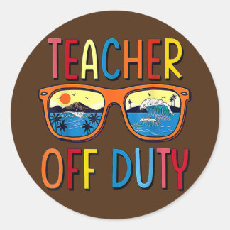 Teacher Off Duty Sunglasses Palm Tree Beach Ronde Sticker
