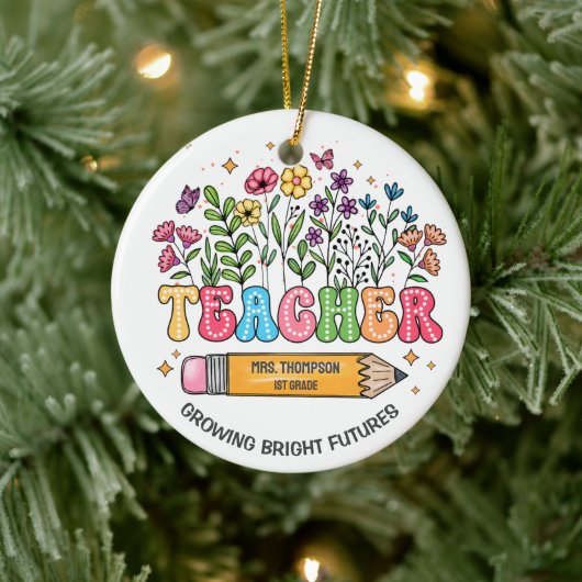 Teacher Ornament Wildflowers Gepersonaliseerde vak (Boom)