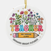 Teacher Ornament Wildflowers Gepersonaliseerde vak (Voorkant)
