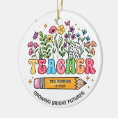 Teacher Ornament Wildflowers Gepersonaliseerde vak (Links)