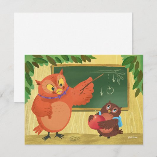 Teacher Owl Blank Briefkaart (Voorkant / Achterkant)