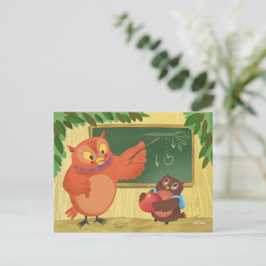 Teacher Owl Blank Briefkaart (Staand voorkant)