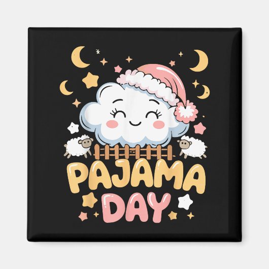 Teacher Pajama Day Shirt, Funny Cloud Sleever Scho Magneet (Voorkant)