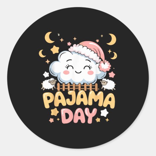 Teacher Pajama Day Shirt, Funny Cloud Sleever Scho Ronde Sticker (Voorkant)