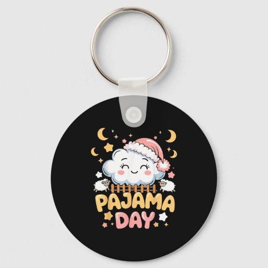 Teacher Pajama Day Shirt, Funny Cloud Sleever Scho Sleutelhanger (Voorkant)