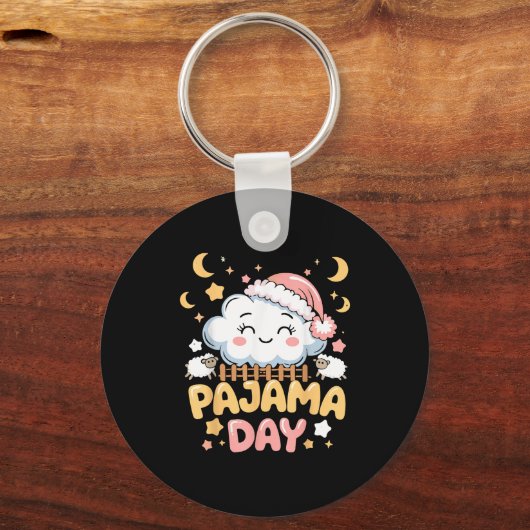 Teacher Pajama Day Shirt, Funny Cloud Sleever Scho Sleutelhanger (Voorkant)
