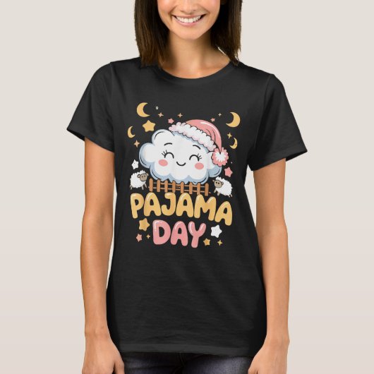 Teacher Pajama Day Shirt, Funny Cloud Sleever Scho T-shirt (Voorkant)