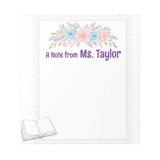 Teacher Pastel Floral Notitieblok (Voorkant)