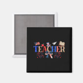 Teacher Patriotic 1776 Independence Day Artwork Magneet (Voorkant / Achterkant)