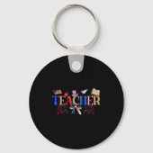 Teacher Patriotic 1776 Independence Day Design Sleutelhanger (Voorkant)