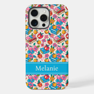 Teacher Pattern Phone Case with Custom Name iPhone 15 Pro Max Case